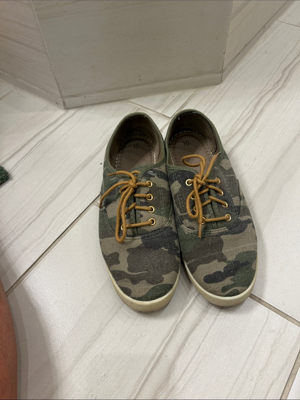 Time and Tru Camo Canvas Sneakers with Tan Laces